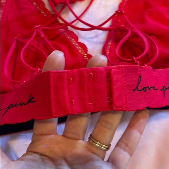 PINK Victoria's Secret Lace Bralette - Vibrant Red - Picture 7 of 8